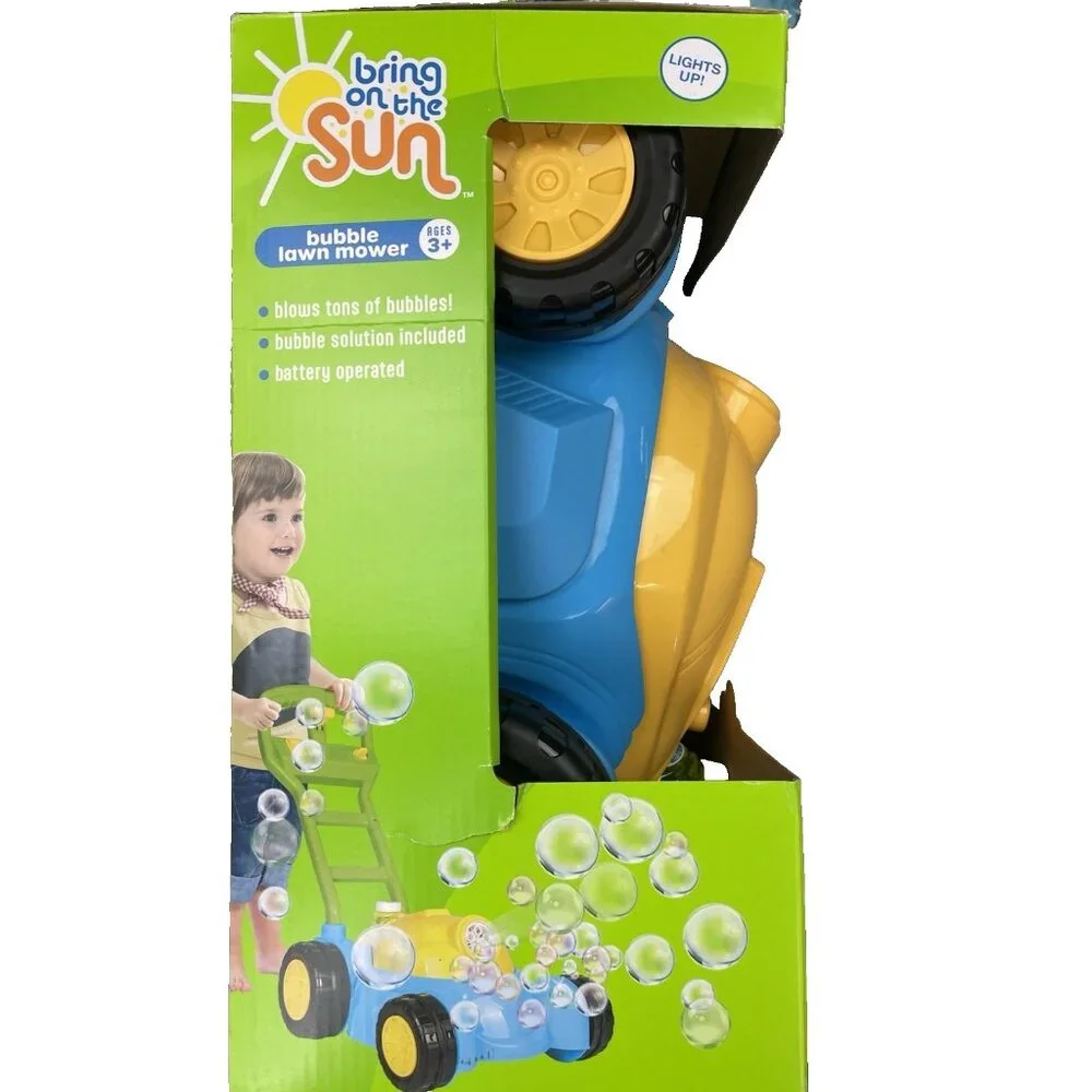 TODDLER TOY'S Bring On The Sun Bubble Lawn Mower Lights Up! AGES 3+